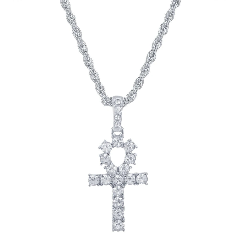 Hip Hop Cross Pendant Necklace with Zircon Chain