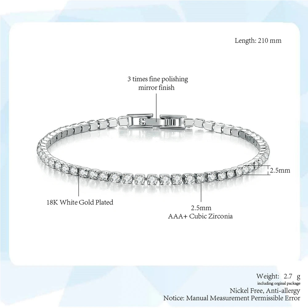 2.5mm Zirconia Tennis Bracelet for Women