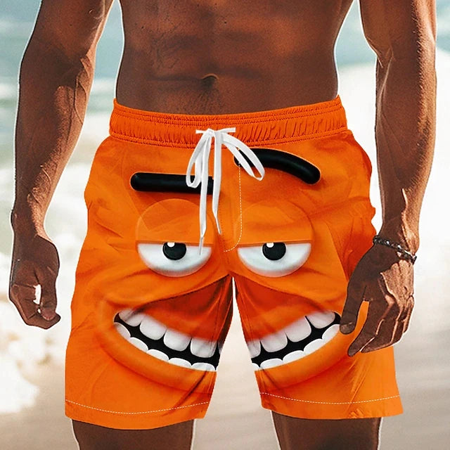 New Fashion 3D Print Board Shorts Mens Funny Face Graphic Short Pants Summer Vacation Quick Dry Swim Trunks Kids Y2k Ice Shorts