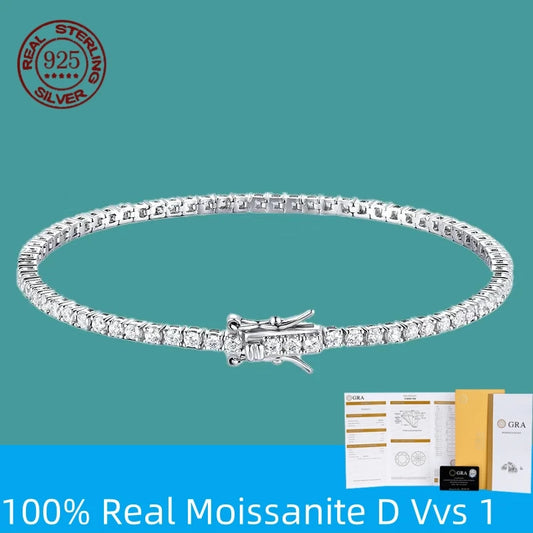 S925 Sterling Silver Moissanite Tennis Bracelet