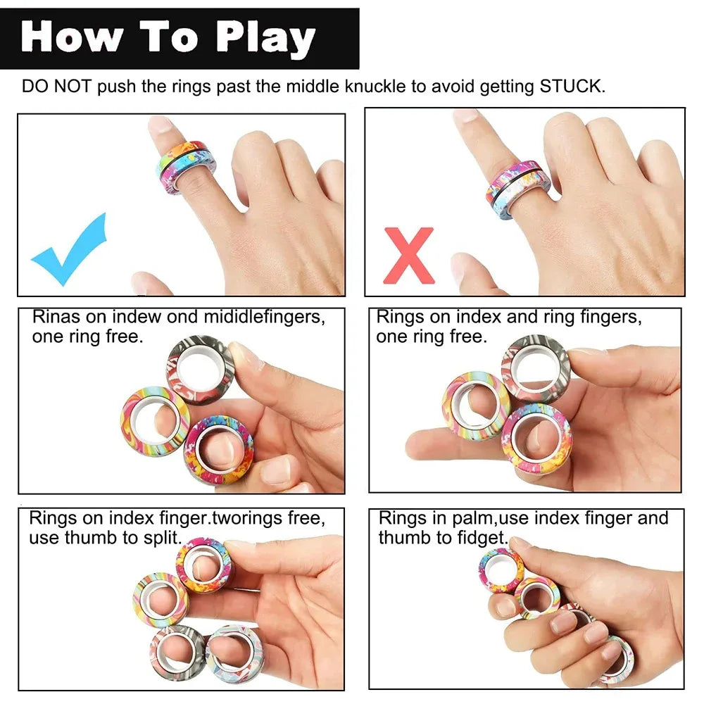 Magnetic Fidget Spinner Rings (3-Pack)