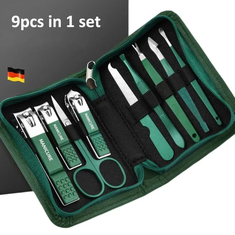 Luxury Manicure & Pedicure Set with Leather Case – 6 to 9 Piece