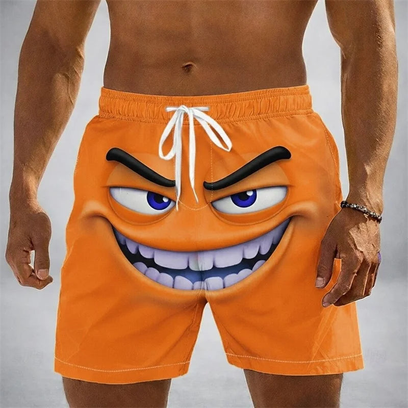 Funny Humour Smile 3D Print Board Shorts For Men's Hip Hop Personality Cute Popular Swim Trunks Children Summer Hawaii Trend