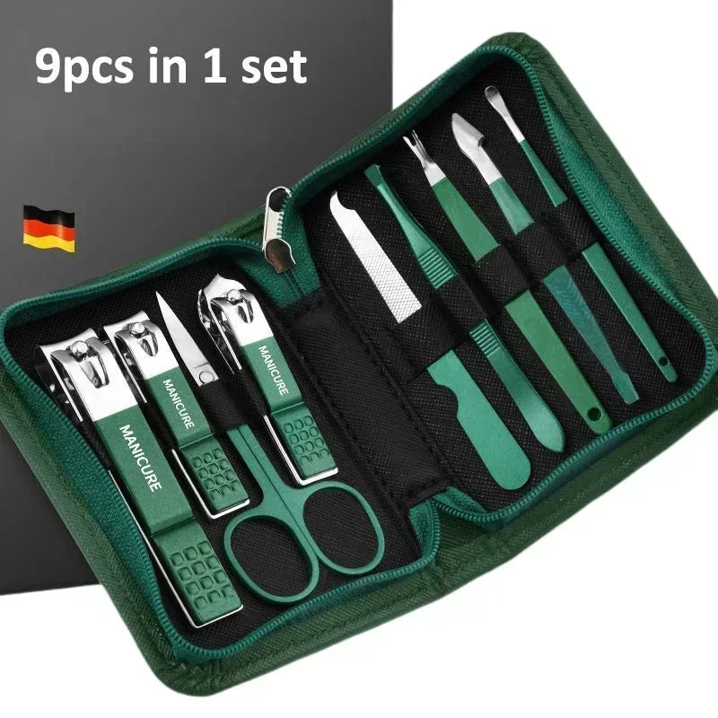 Professional 6-9 Pcs Manicure Set with Leather Case Stainless Steel Nail Clipper Tool Kits for Face And Foot Care 2026 Gift Set