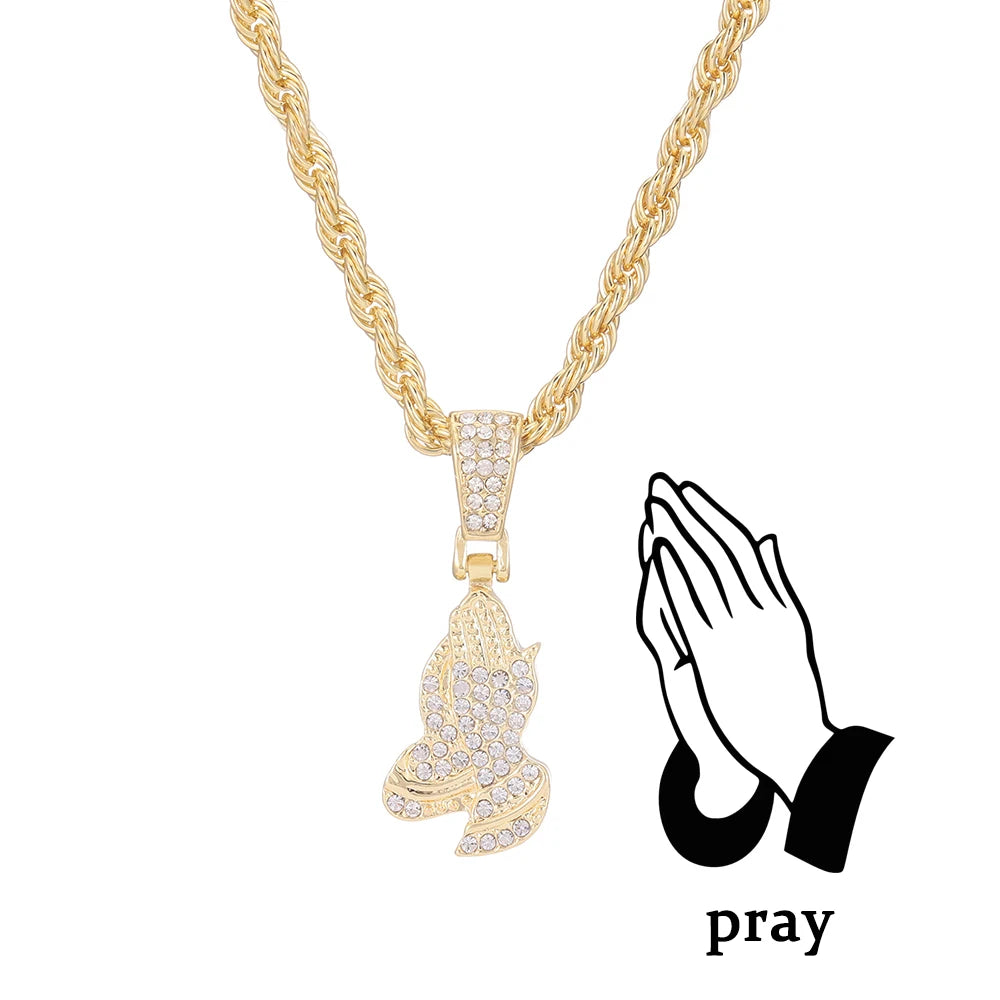 Hip Hop Cross Pendant Necklace with Zircon Chain