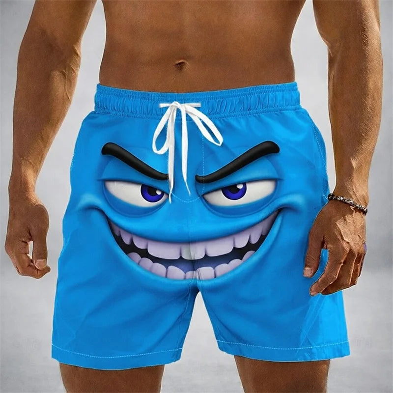 Funny Humour Smile 3D Print Board Shorts For Men's Hip Hop Personality Cute Popular Swim Trunks Children Summer Hawaii Trend