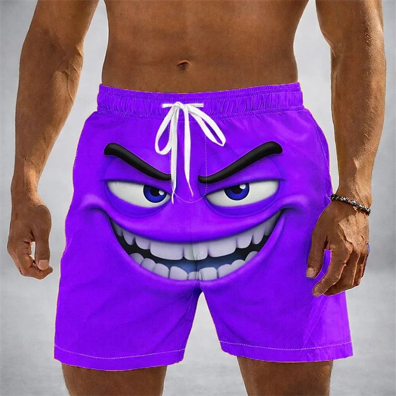 Funny Humour Smile 3D Print Board Shorts For Men's Hip Hop Personality Cute Popular Swim Trunks Children Summer Hawaii Trend