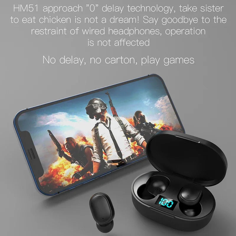 E6S Wireless Bluetooth Earphones – LED Display & Noise Cancelling