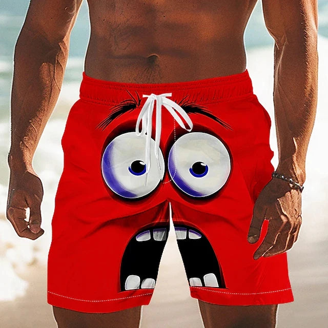 Funny Face 3D Printed Board Shorts Mens Graphic Short Pants Summer Hawaiian Breatha Swim Trunks Kids Loose Ice Shorts Bottoms
