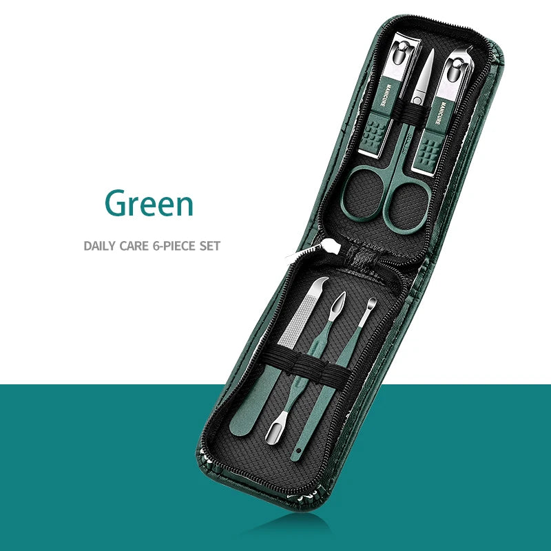 Luxury Manicure & Pedicure Set with Leather Case – 6 to 9 Piece