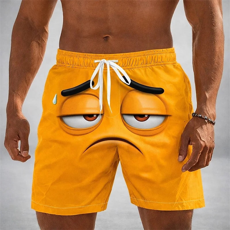 Funny Humour Smile 3D Print Board Shorts For Men's Hip Hop Personality Cute Popular Swim Trunks Children Summer Hawaii Trend