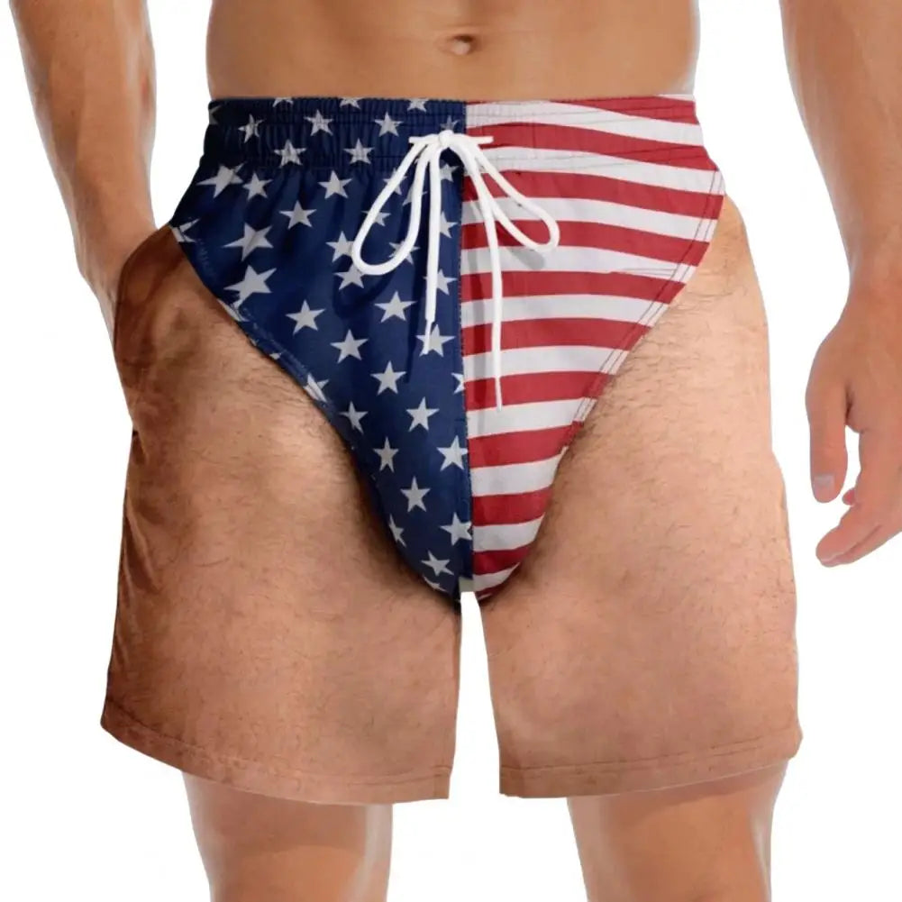 Pool Party Swim Shorts Mens Swim Trunks Funny Patriotic Men’s Swim Trunks American Stars Stripes Board Shorts for Summer