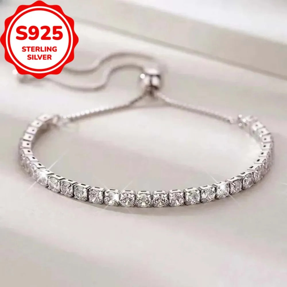 925 Sterling Silver Zircon Tennis Bracelet