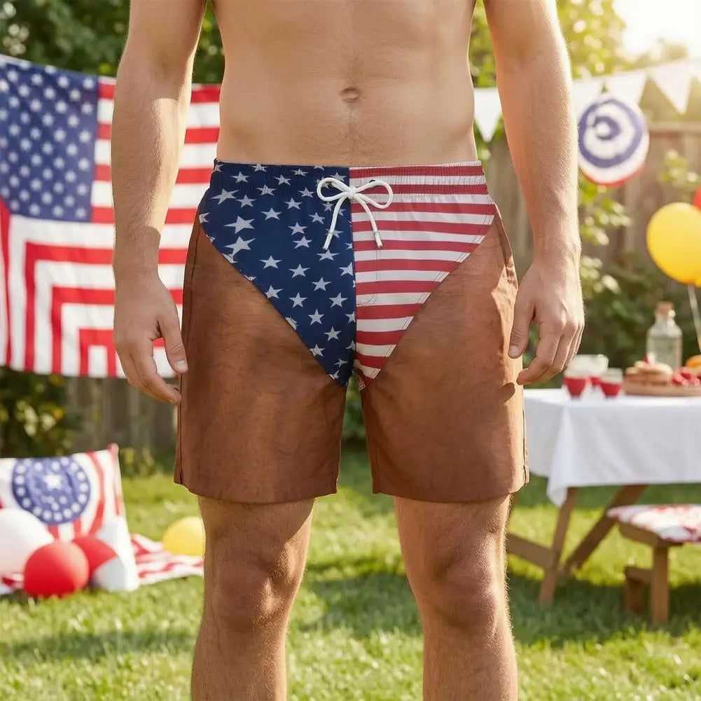 Pool Party Swim Shorts Mens Swim Trunks Funny Patriotic Men’s Swim Trunks American Stars Stripes Board Shorts for Summer