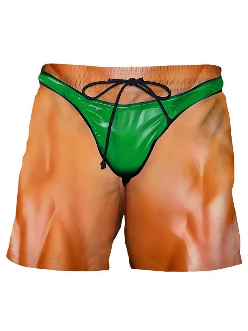 Cartoon Funny 3D Print Briefs Pattern Beach Shorts For Men Fashion Summer Swim Trunks Personality Quick Dry Kids Short Pants
