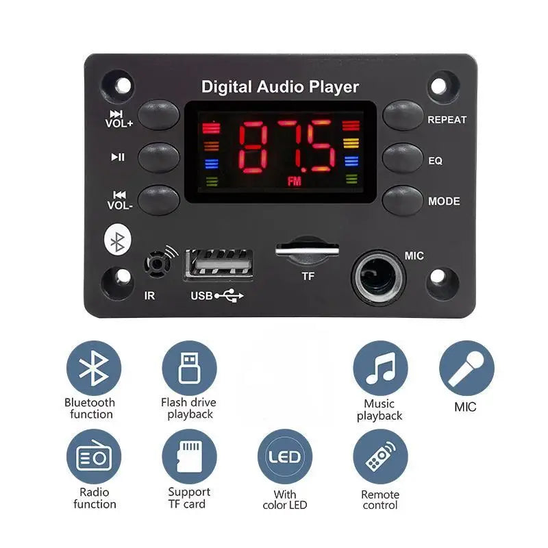 DC 12V Bluetooth 5.0 MP3 Decoder Board – Car Audio DIY Module