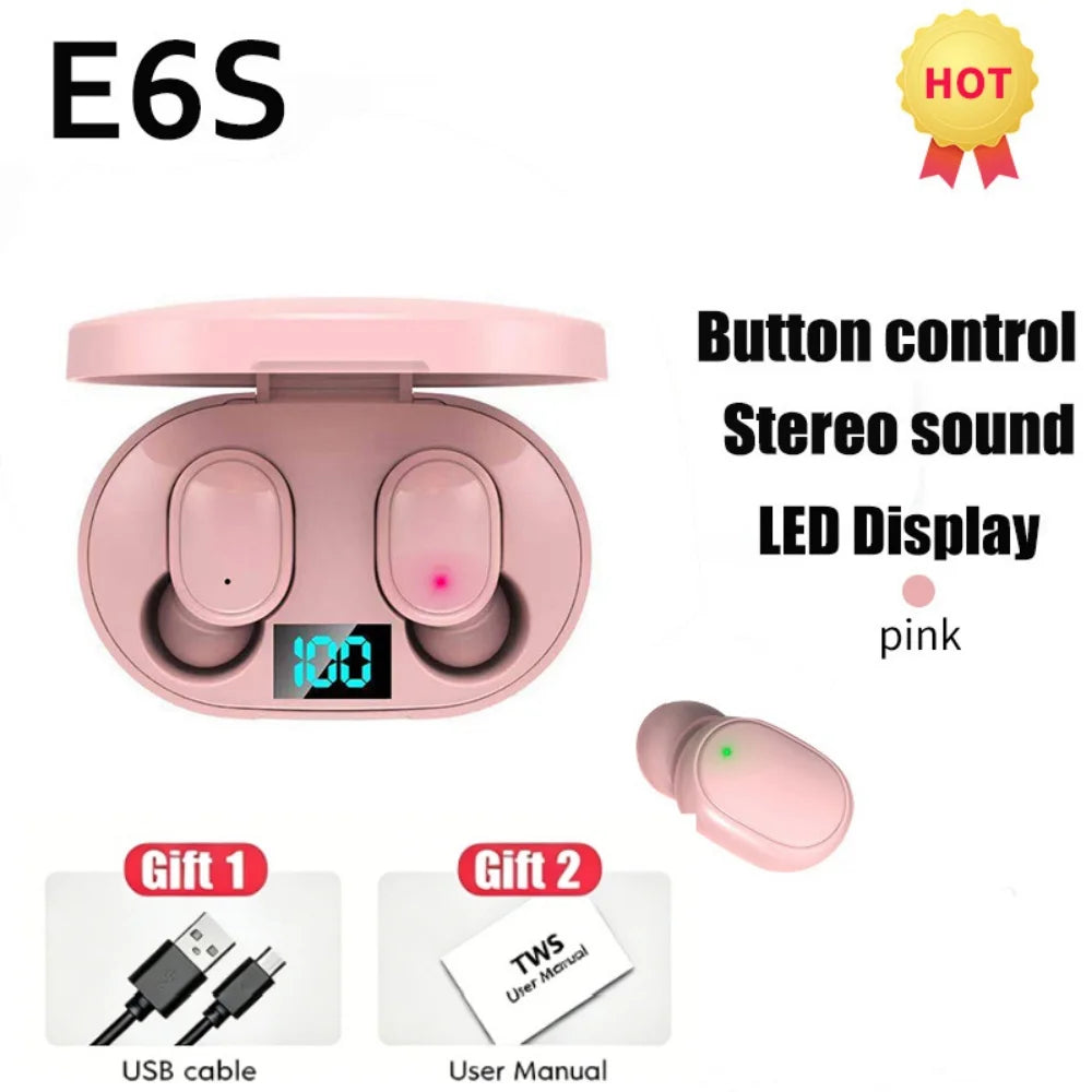 E6S Wireless Bluetooth Earphones – LED Display & Noise Cancelling