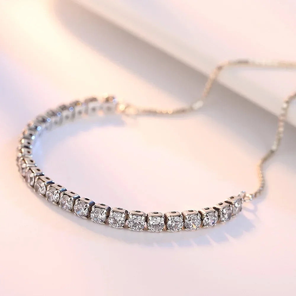 925 Sterling Silver Zircon Tennis Bracelet