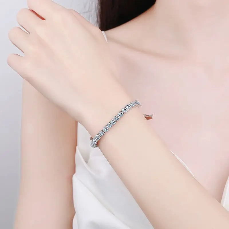 S925 Sterling Silver Moissanite Tennis Bracelet