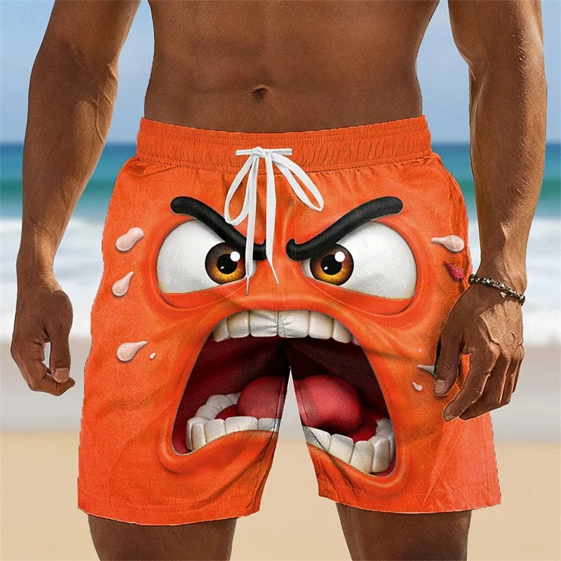 Funny Humour Smile 3D Print Board Shorts For Men's Hip Hop Personality Cute Popular Swim Trunks Children Summer Hawaii Trend