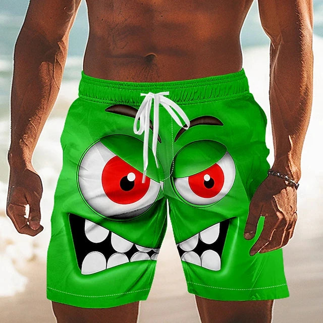 New Fashion 3D Print Board Shorts Mens Funny Face Graphic Short Pants Summer Vacation Quick Dry Swim Trunks Kids Y2k Ice Shorts