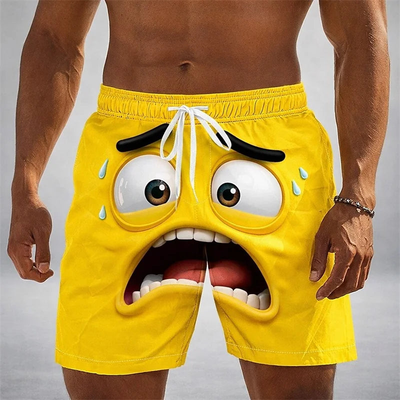 Funny Humour Smile 3D Print Board Shorts For Men's Hip Hop Personality Cute Popular Swim Trunks Children Summer Hawaii Trend
