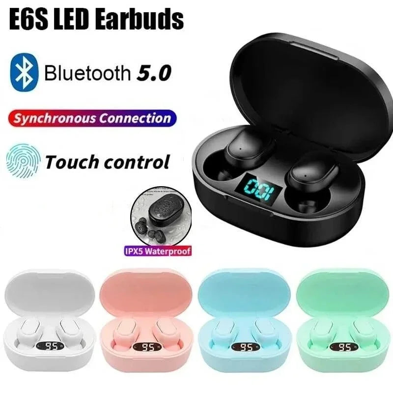 E6S Wireless Bluetooth Earphones – LED Display & Noise Cancelling