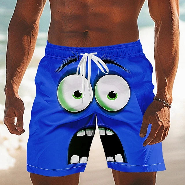 Funny Face 3D Printed Board Shorts Mens Graphic Short Pants Summer Hawaiian Breatha Swim Trunks Kids Loose Ice Shorts Bottoms