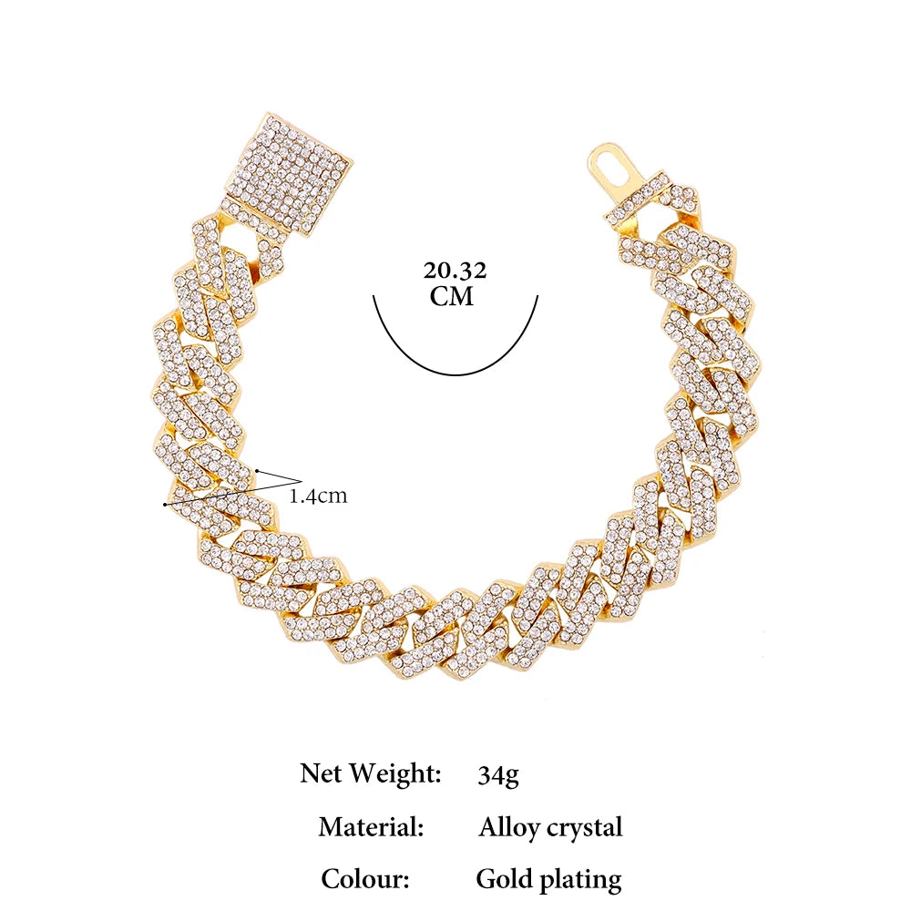 14mm Iced Cuban Chain Bracelet