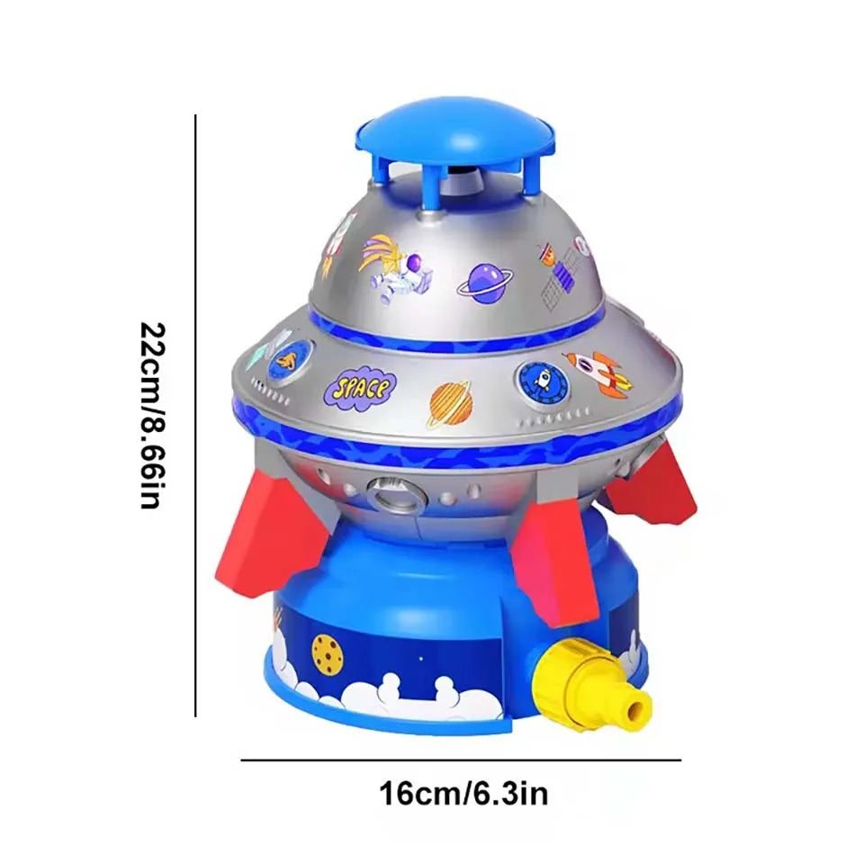 Water Sprinkler for Kids with Lights 360° Rotating UFO Water Rocket Sprinkler Toy Outdoor Summer Water Toys for Backyard Lawn Po