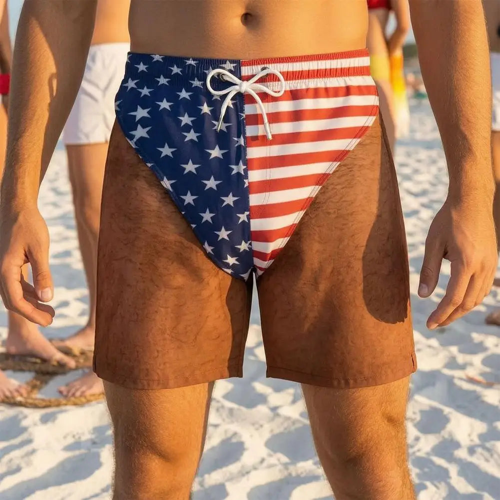 Pool Party Swim Shorts Mens Swim Trunks Funny Patriotic Men’s Swim Trunks American Stars Stripes Board Shorts for Summer