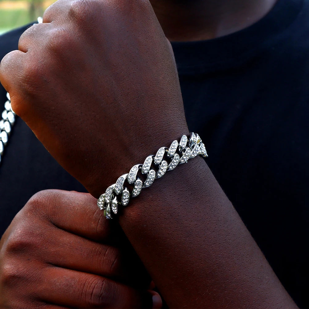 14mm Iced Cuban Chain Bracelet