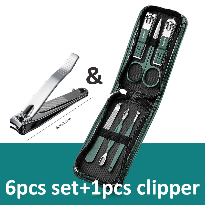 Luxury Manicure & Pedicure Set with Leather Case – 6 to 9 Piece