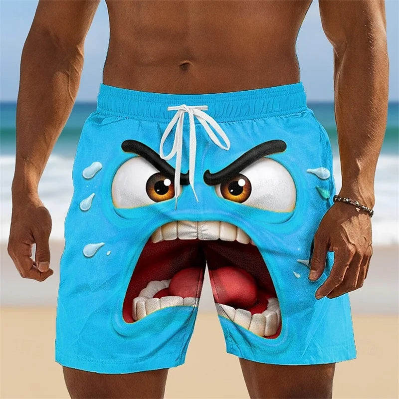 Funny Humour Smile 3D Print Board Shorts For Men's Hip Hop Personality Cute Popular Swim Trunks Children Summer Hawaii Trend